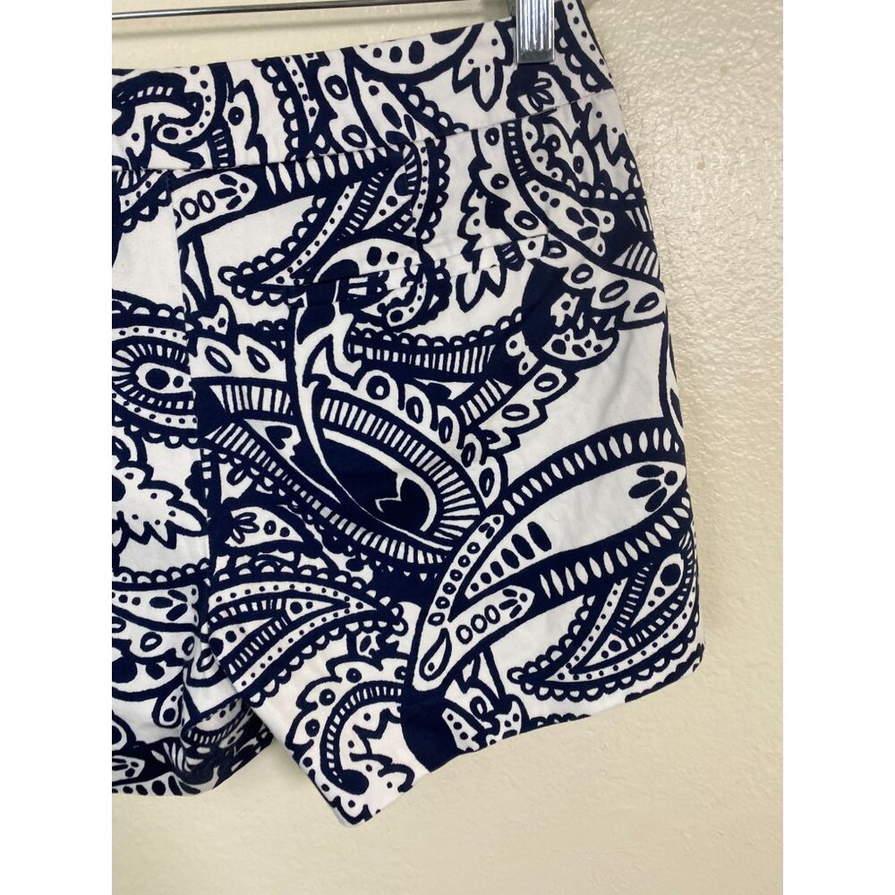 💜 Kenji Blue White Floral Paisley Womens Shorts size 4 Vacation Coastal nautical - Picture 13 of 16
